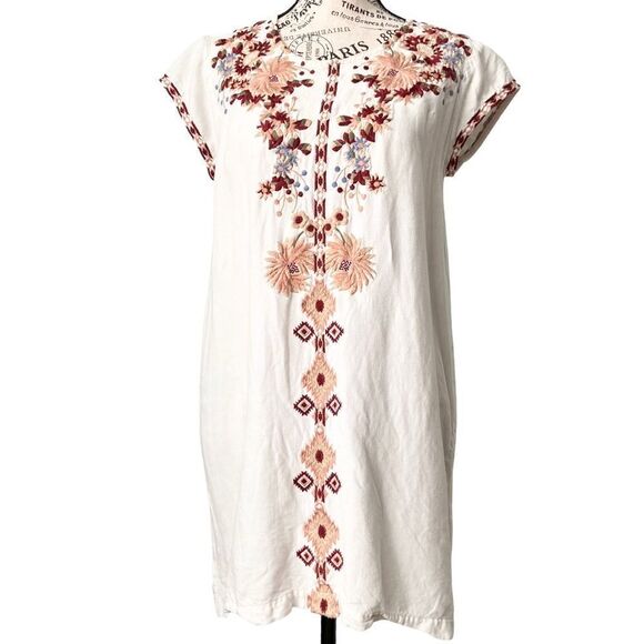 Driftwood Boho Embroidered Crewneck Tunic Dress in Size Small - Picture 5 of 13